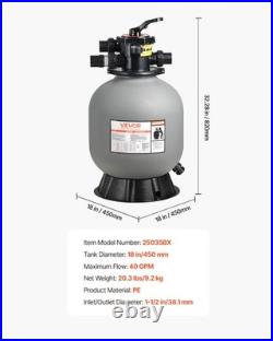 VEVOR Sand Filter 18 in Above Inground Swimming Pool Sand Filter 7-Way Valve