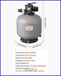 VEVOR Sand Filter 20 in Above Inground Swimming Pool Sand Filter 7-Way Valve