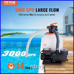 VEVOR Sand Filter Above Ground with 3/4HP Pool Pump 3000GPH Flow 14 6-Way Valve