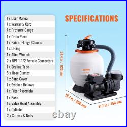 VEVOR Sand Filter Above Ground with 3/4HP Pool Pump 3000GPH Flow 14 6-Way Valve VEVOR Sand Filter Above Ground with 3/4HP Pool Pump 3000GPH Flow 14 6-Way Valve