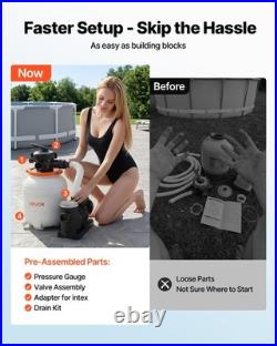 VEVOR Sand Filter Pump for Above Ground Swimming Pools 12 3000 GPH 0.33HP Timer