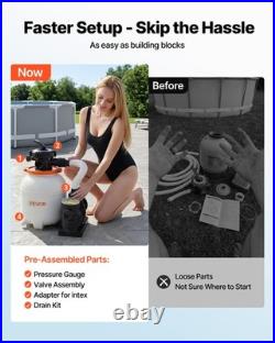VEVOR Sand Filter Pump for Above Ground Swimming Pools 13 in 3500 GPH 0.75 HP