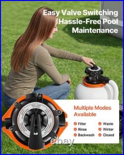 VEVOR Sand Filter Pump for Above Ground Swimming Pools 16 4400 GPH 0.75HP Timer