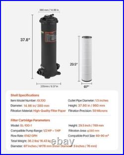 Vevor Pro Pool Cartridge Filter System 100 Sq. Ft 24.000G