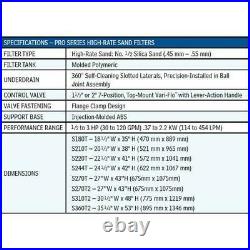 W3S180T 18 Sand Filter with 1-1/2 Top Mount Multiport Valve- Limited