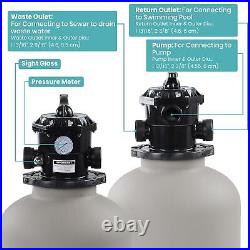 Yescom 16 Sand Filter with 3/4HP Pump Above Ground Swimming Pool 7-Way Valve